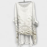Ella - Weisse Bluse mit zweilagigem Spitzensaum