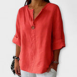 Nicole - Beige elegante Bluse mit V-Ausschnitt