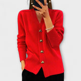 Marij - Dunkelblauer Cardigan mit V-Ausschnitt im Vintage-Look