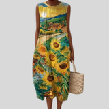 Kleid mit Sonnenblumen-Print