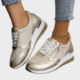 Orthopädische Sportschuhe mit Schnürsenkeln und seitlichem Reißverschluss für Frauen
