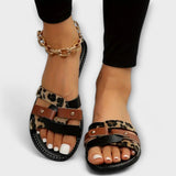 Panthermuster Sandalen mit Kreuzriemen