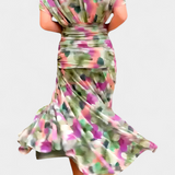 Magda - Lange Blumen Kleid mit V-Ausschnitt
