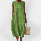 Elegantes ärmelloses Baumwollkleid mit Taschen