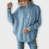 Elysian - Hellblauer Pullover mit Zopfmuster