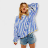 Marlene - Blau-weiss gestreifter Oversize-Pullover