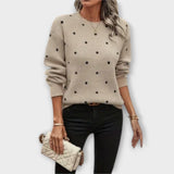 Ava - Beiger Pullover mit Tupfenmuster