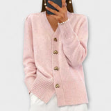 Marij - Dunkelblauer Cardigan mit V-Ausschnitt im Vintage-Look