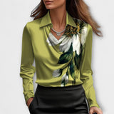 Meli - Champagnerfarbene glänzende Bluse mit Raffung