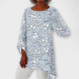Harper - Beige Bluse mit floralem Kristalldruck