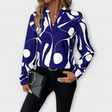 Edith - Schwarz-weisse Bluse mit grafischem Muster