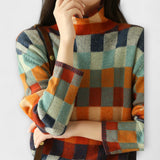 Ursula - Bunter Rollkragenpullover mit Karomuster