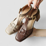 Theodora - T-Steg-Pumps mit Blockabsatz