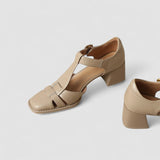 Theodora - T-Steg-Pumps mit Blockabsatz