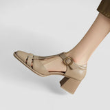 Theodora - T-Steg-Pumps mit Blockabsatz