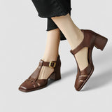 Theodora - T-Steg-Pumps mit Blockabsatz