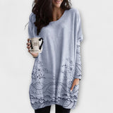 Riley - Weisser bedruckter Pullover mit Stickerei