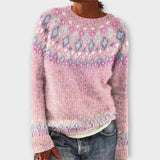 Devyn - Petrolfarbener kuscheliger Pullover mit Norweger-Muster