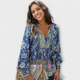 Melodie - Bohemian-Top mit V-Ausschnitt und Bindefront
