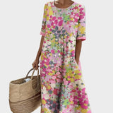 Elena - Lockeres und leichtes Midi-Kleid mit Blumen