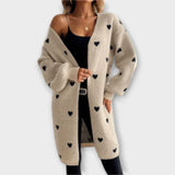 Julia - Beiger Cardigan mit Herzmuster