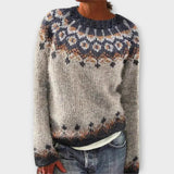 Devyn - Petrolfarbener kuscheliger Pullover mit Norweger-Muster