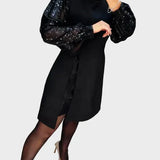 Iwona - Elegantes Kleid mit schimmernden Puffärmeln