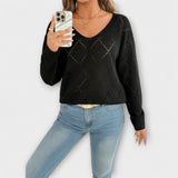 Evers - Schwarzer lässiger Pullover mit Rautenmuster