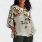 Amelia - Beiges Top mit Blumendruck