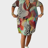 Mari - Bunte V-Ausschnitt-Kleid