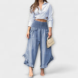 Lockere Leinenhose mit modischen Falten