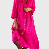 Isa - Baumwoll-Leinen Hemdblusenkleid