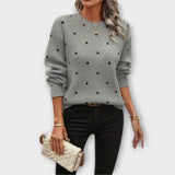 Ava - Beiger Pullover mit Tupfenmuster