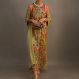 Daniela - Lange Kleid mit floralem Muster und passender Weste