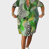 Mari - Bunte V-Ausschnitt-Kleid