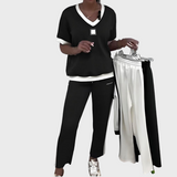 Kristýna - Damen Unverbindliches Set mit Top und Hose mit V-Ausschnitt