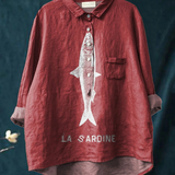 Rose | Legeres T-Shirt mit Sardinenprint