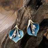 Antike Blaue Lotus Ohrringe