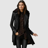 Laura - Eleganter 3/4-Leder-Mantel