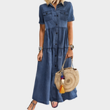 Liliana - Weiche, denimkleider mit Knöpfen
