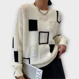 Isalina - Cremefarbener bequemer Pullover mit grafischem Muster