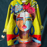 Martha | Legeres T-Shirt mit Frida-Porträt in Ölprint