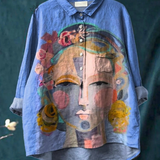 Martha | Legeres T-Shirt mit Frida-Porträt in Ölprint