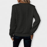 Joy - Weisser eleganter Strickpullover mit Zopfmuster