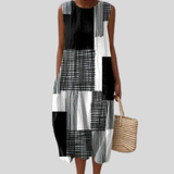 Schwarz-weisses Kleid mit Patchworkmuster