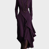 Teresa - Asymmetrisches Maxikleid aus Strick mit Rollkragen