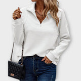 Vilja - Rosa Halfzip-Pullover mit Rippenmuster