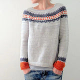 Veronika - Petrolfarbener kuscheliger Pullover mit Tannenmuster
