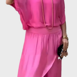 Stella - Breites Top und Hose mit Schlitz – Zweiteiliges Set aus Chiffon