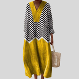 Gelbes Kleid mit Zickzackmuster